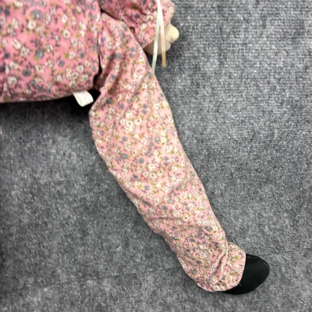 Vintage Handmade Long Legged Cloth Clown Doll Pink Floral Print 32 Inch Plush